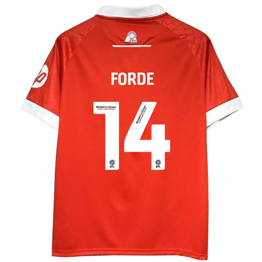 Kids Football Anthony Forde #14 Red White Home Jersey 2024/25 T-Shirt Nz