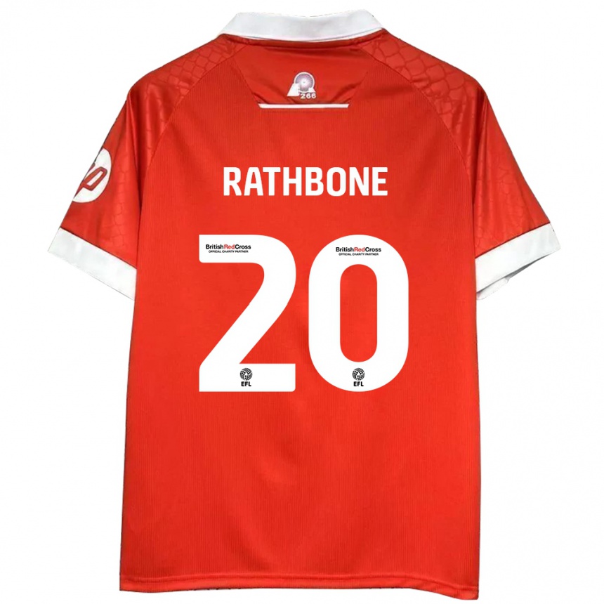 Kids Football Ollie Rathbone #20 Red White Home Jersey 2024/25 T-Shirt Nz