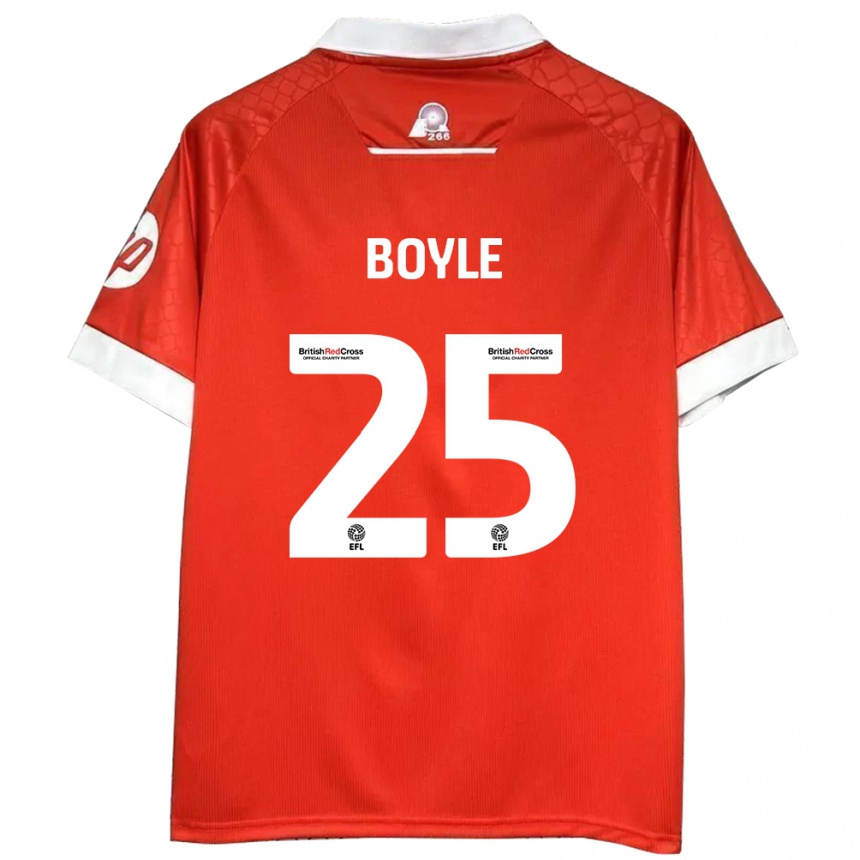 Kids Football Will Boyle #25 Red White Home Jersey 2024/25 T-Shirt Nz