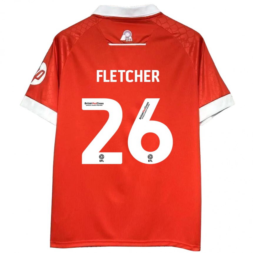 Kids Football Steven Fletcher #26 Red White Home Jersey 2024/25 T-Shirt Nz