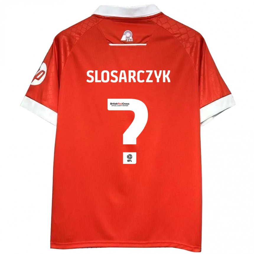 Kids Football Nikolas Slosarczyk #0 Red White Home Jersey 2024/25 T-Shirt Nz