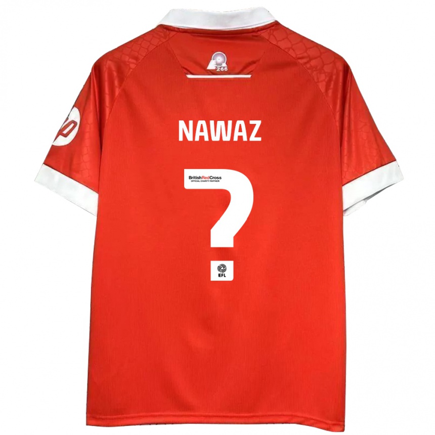 Kids Football Umar Nawaz #0 Red White Home Jersey 2024/25 T-Shirt Nz