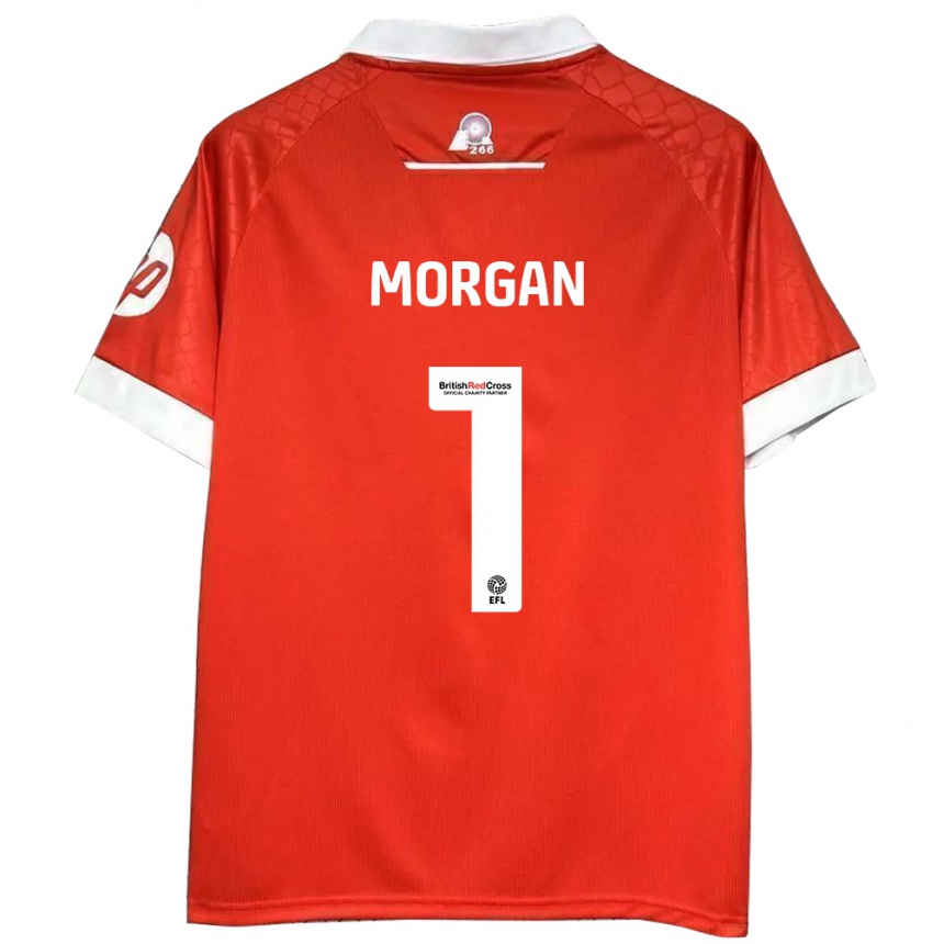 Kids Football Delyth Morgan #1 Red White Home Jersey 2024/25 T-Shirt Nz