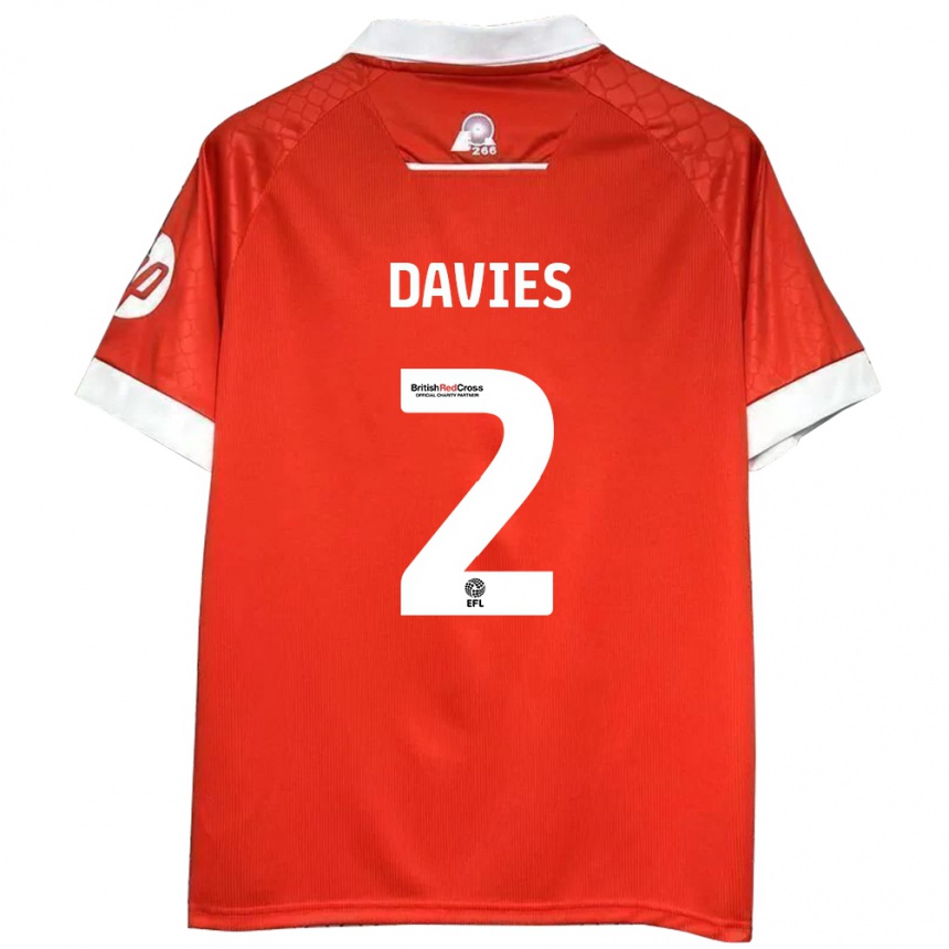 Kids Football Phoebe Davies #2 Red White Home Jersey 2024/25 T-Shirt Nz