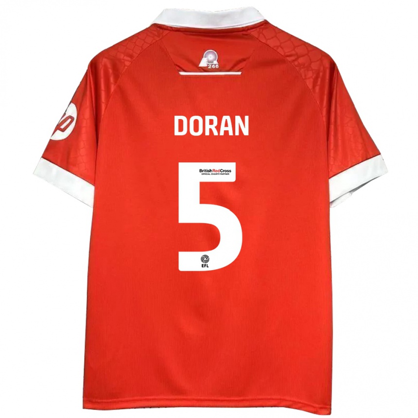 Kids Football Louisha Doran #5 Red White Home Jersey 2024/25 T-Shirt Nz