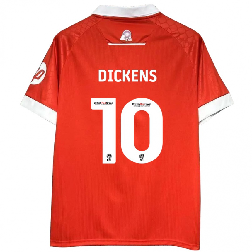 Kids Football Tj Dickens #10 Red White Home Jersey 2024/25 T-Shirt Nz