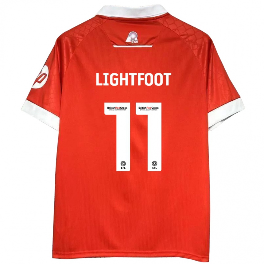 Kids Football Amber Lightfoot #11 Red White Home Jersey 2024/25 T-Shirt Nz