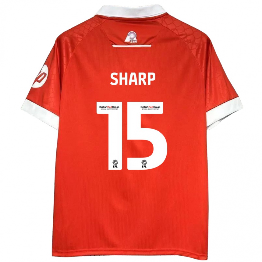 Kids Football Katie Sharp #15 Red White Home Jersey 2024/25 T-Shirt Nz