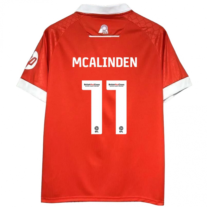 Kids Football Liam Mcalinden #11 Red White Home Jersey 2024/25 T-Shirt Nz