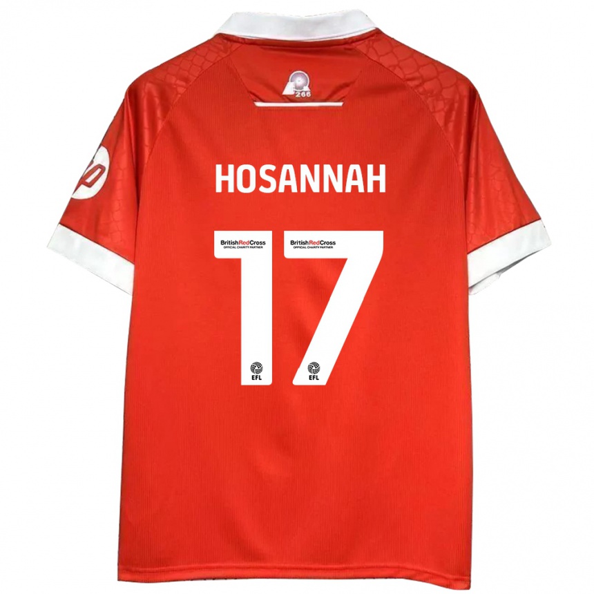 Kids Football Bryce Hosannah #17 Red White Home Jersey 2024/25 T-Shirt Nz