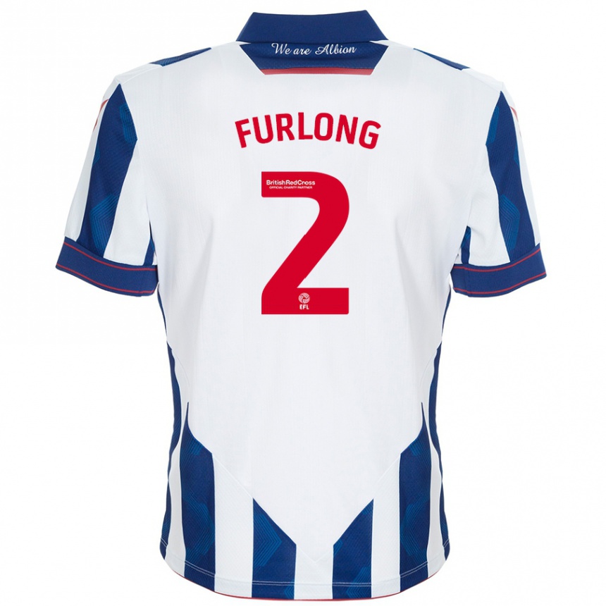 Kids Football Darnell Furlong #2 White Dark Blue Home Jersey 2024/25 T-Shirt Nz