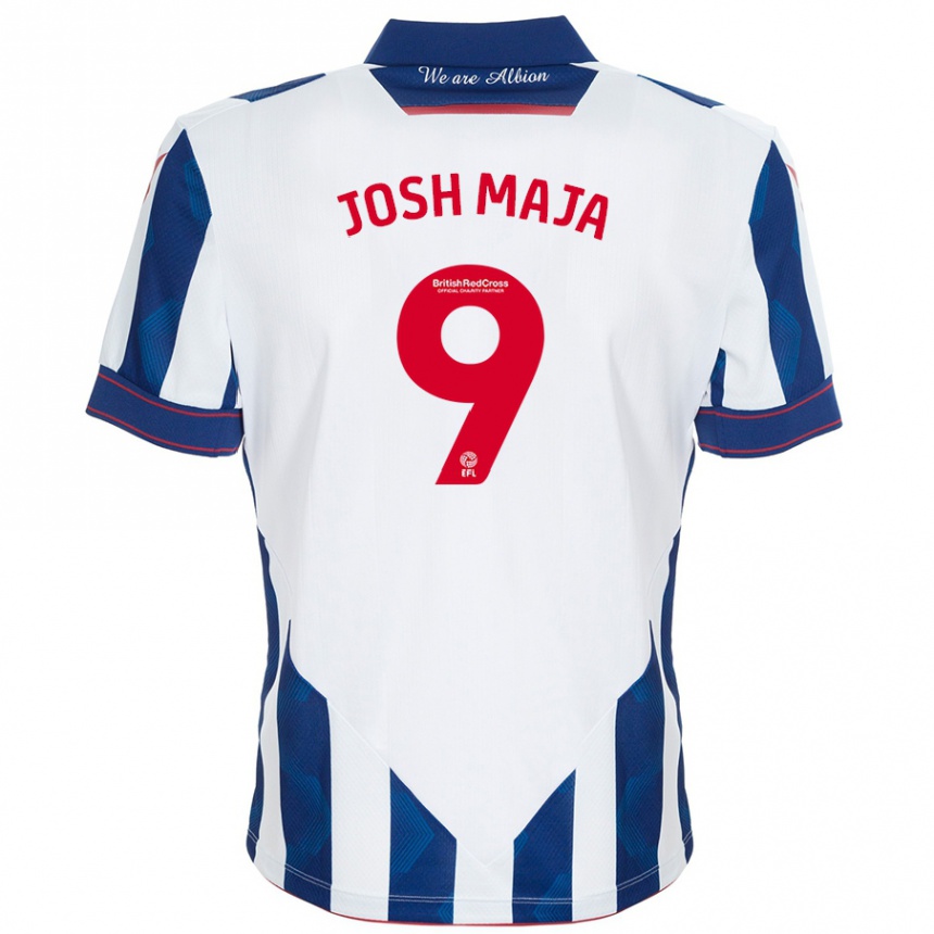 Kids Football Josh Maja #9 White Dark Blue Home Jersey 2024/25 T-Shirt Nz