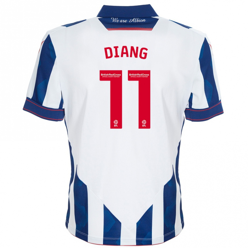 Kids Football Grady Diangana #11 White Dark Blue Home Jersey 2024/25 T-Shirt Nz