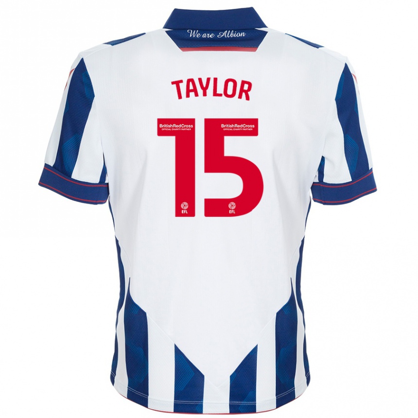 Kids Football Caleb Taylor #15 White Dark Blue Home Jersey 2024/25 T-Shirt Nz