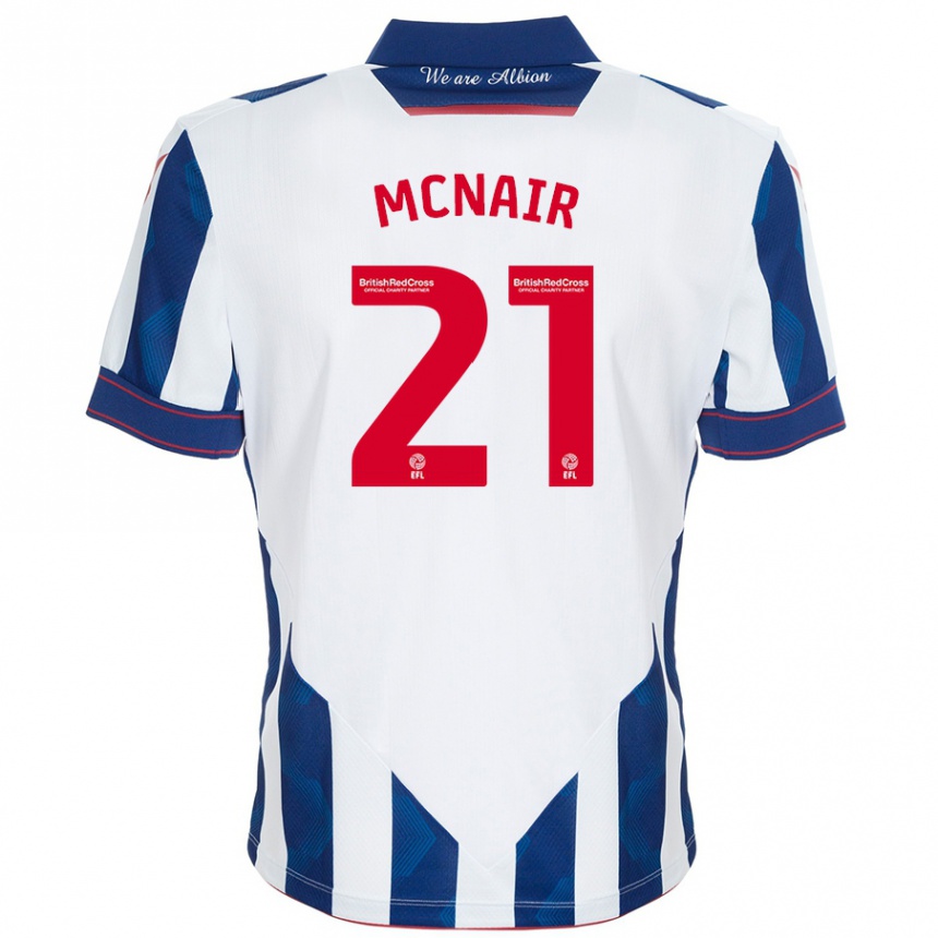 Kids Football Paddy Mcnair #21 White Dark Blue Home Jersey 2024/25 T-Shirt Nz