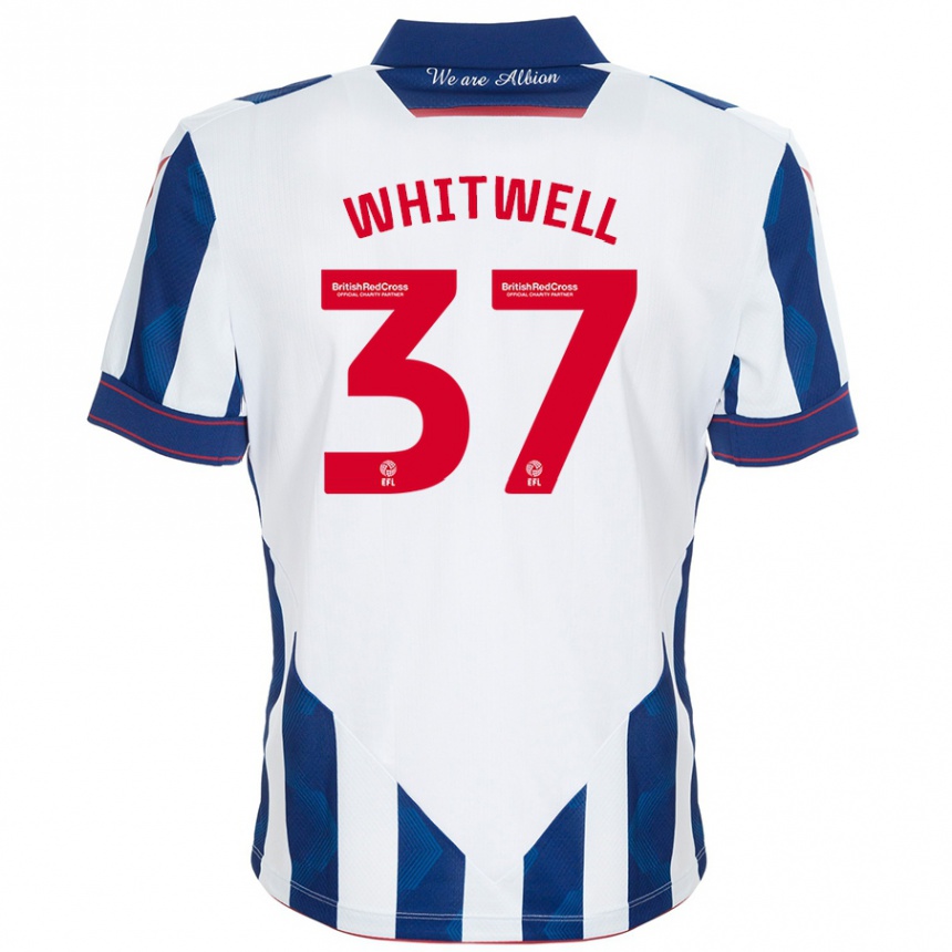 Kids Football Harry Whitwell #37 White Dark Blue Home Jersey 2024/25 T-Shirt Nz