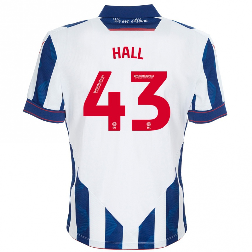 Kids Football Reece Hall #43 White Dark Blue Home Jersey 2024/25 T-Shirt Nz