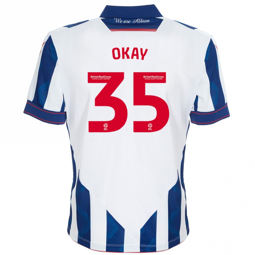 Kids Football Okay Yokuşlu #35 White Dark Blue Home Jersey 2024/25 T-Shirt Nz