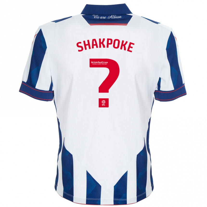 Kids Football Ruben Shakpoke #0 White Dark Blue Home Jersey 2024/25 T-Shirt Nz