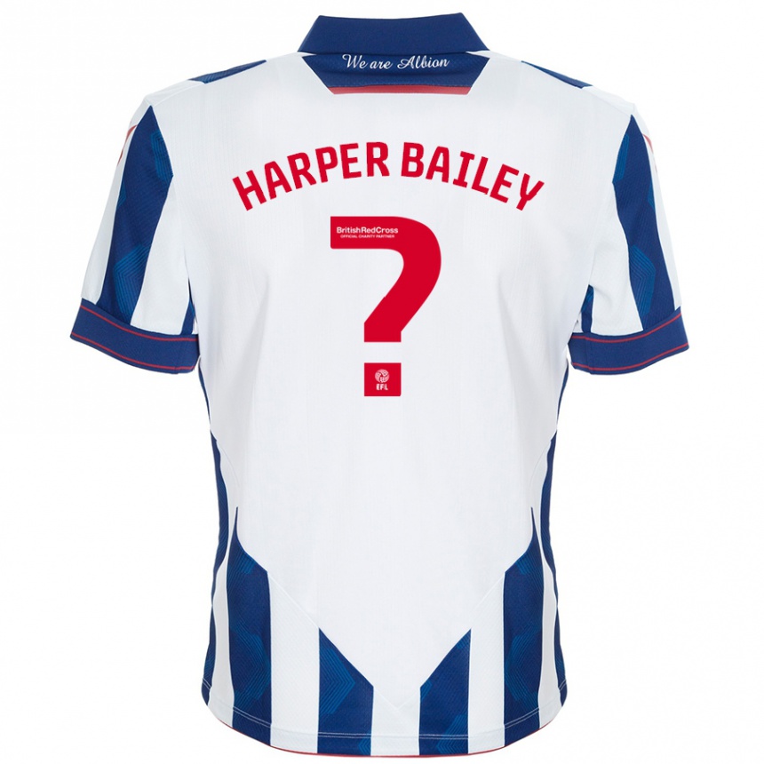 Kids Football Aaron Harper-Bailey #0 White Dark Blue Home Jersey 2024/25 T-Shirt Nz