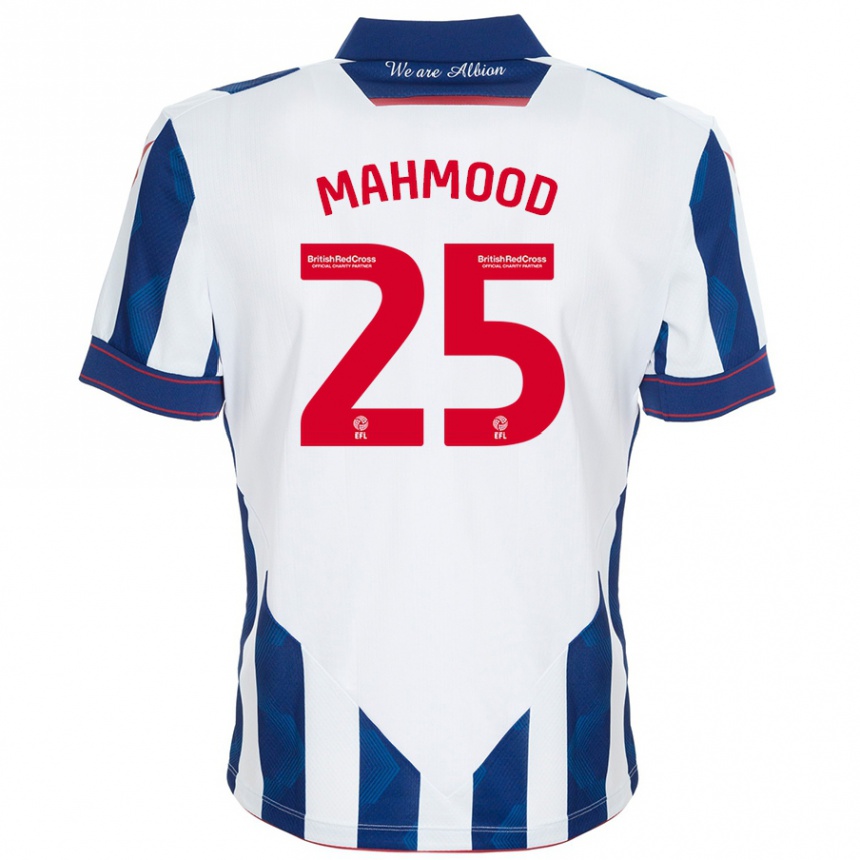 Kids Football Mahmood #25 White Dark Blue Home Jersey 2024/25 T-Shirt Nz