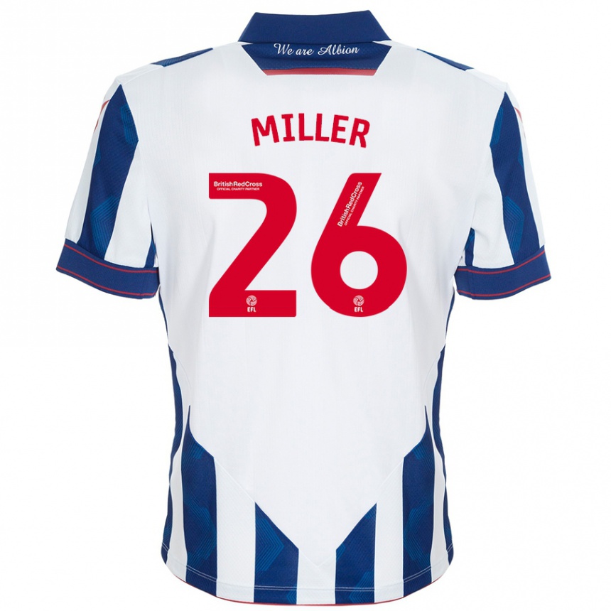 Kids Football Nna Miller #26 White Dark Blue Home Jersey 2024/25 T-Shirt Nz