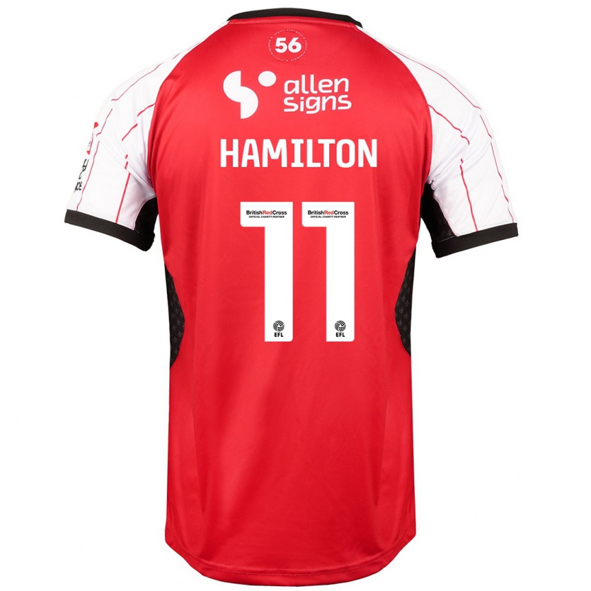 Kids Football Ethan Hamilton #11 White Home Jersey 2024/25 T-Shirt Nz