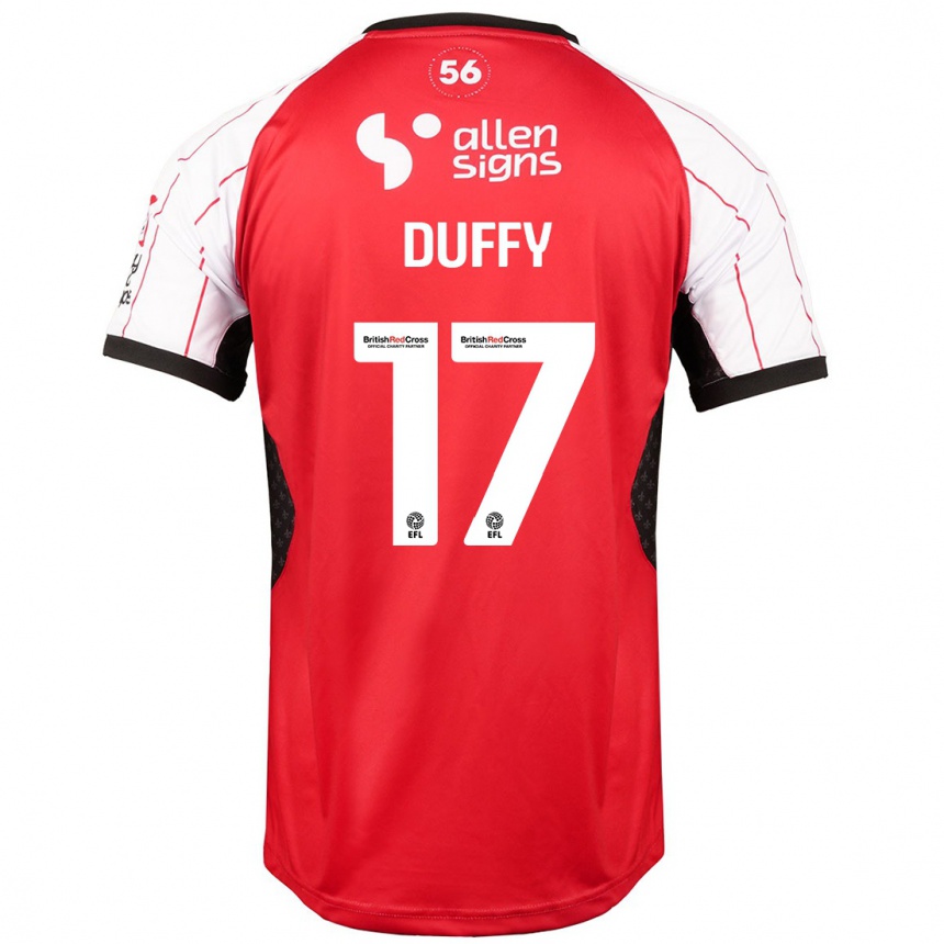 Kids Football Dylan Duffy #17 White Home Jersey 2024/25 T-Shirt Nz