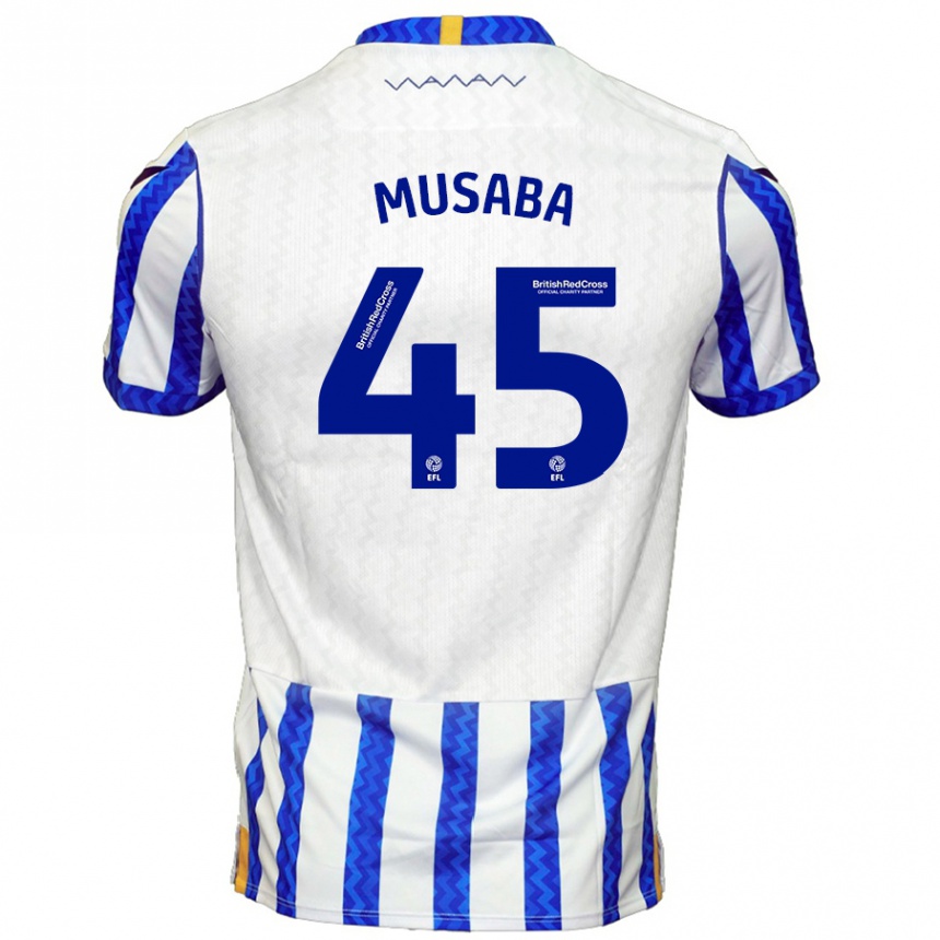 Kids Football Anthony Musaba #45 Blue White Home Jersey 2024/25 T-Shirt Nz