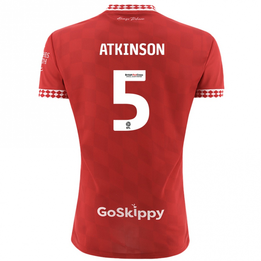 Kids Football Rob Atkinson #5 Red Home Jersey 2024/25 T-Shirt Nz