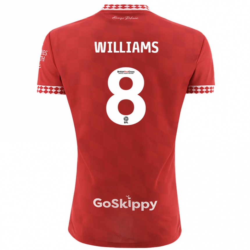 Kids Football Joe Williams #8 Red Home Jersey 2024/25 T-Shirt Nz