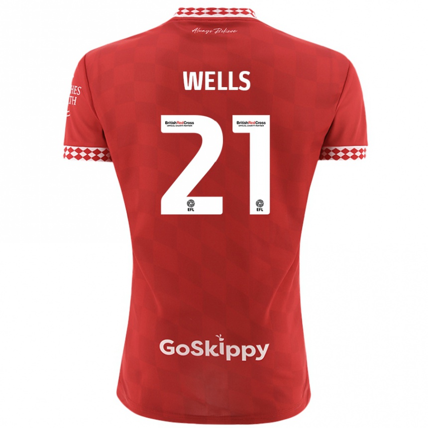 Kids Football Nahki Wells #21 Red Home Jersey 2024/25 T-Shirt Nz