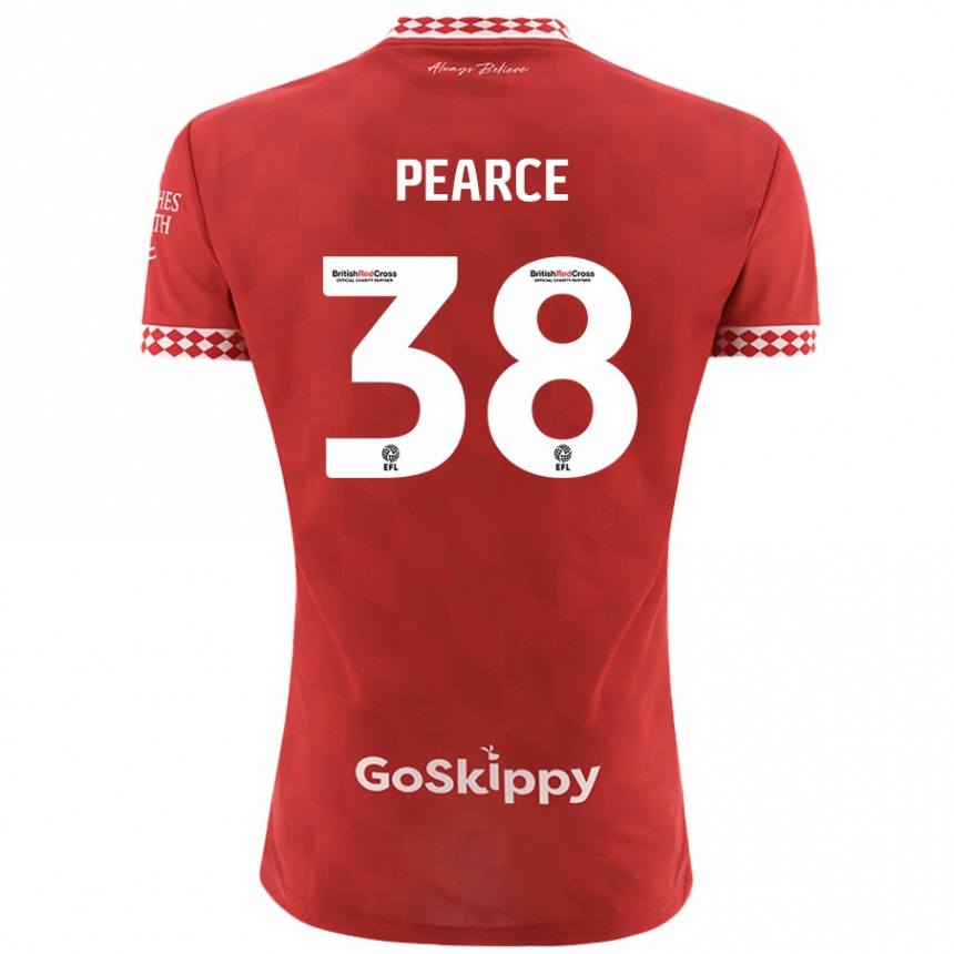 Kids Football Manon Pearce #38 Red Home Jersey 2024/25 T-Shirt Nz