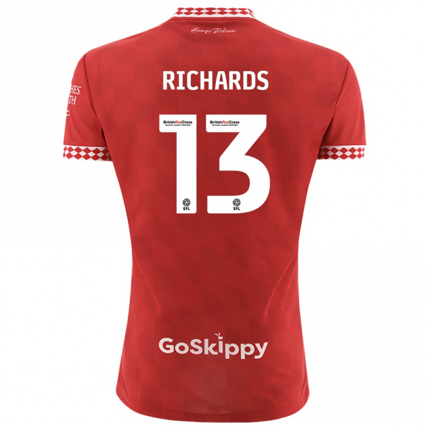 Kids Football Harvey Wiles-Richards #13 Red Home Jersey 2024/25 T-Shirt Nz