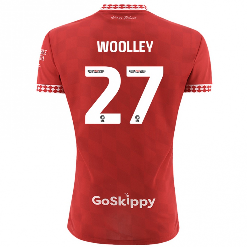 Kids Football Jesse Woolley #27 Red Home Jersey 2024/25 T-Shirt Nz