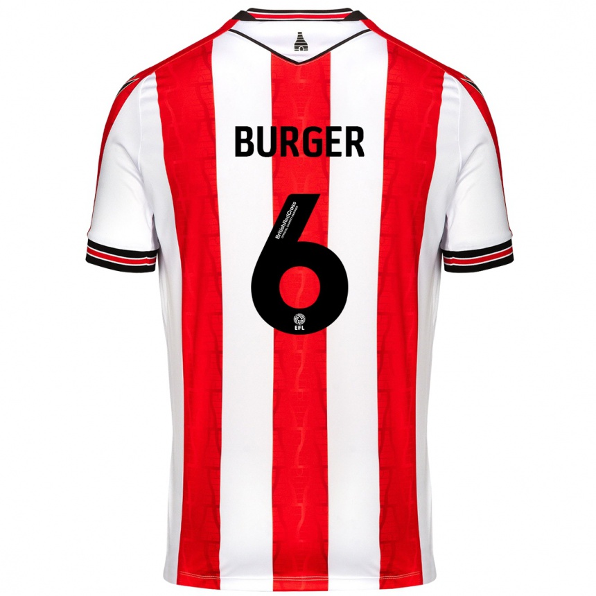 Kids Football Wouter Burger #6 Red White Home Jersey 2024/25 T-Shirt Nz