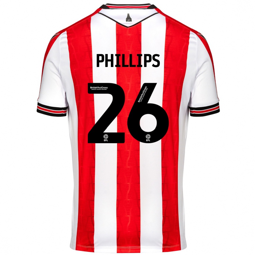 Kids Football Ashley Phillips #26 Red White Home Jersey 2024/25 T-Shirt Nz