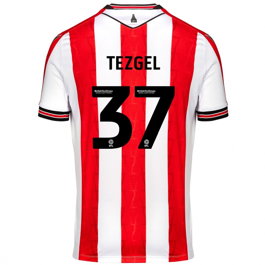 Kids Football Emre Tezgel #37 Red White Home Jersey 2024/25 T-Shirt Nz