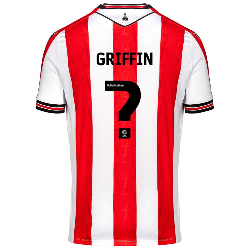 Kids Football Jake Griffin #0 Red White Home Jersey 2024/25 T-Shirt Nz