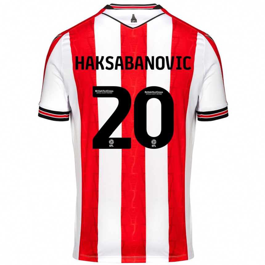 Kids Football Sead Hakšabanović #20 Red White Home Jersey 2024/25 T-Shirt Nz