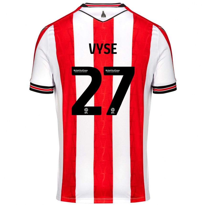 Kids Football Ryah Vyse #27 Red White Home Jersey 2024/25 T-Shirt Nz