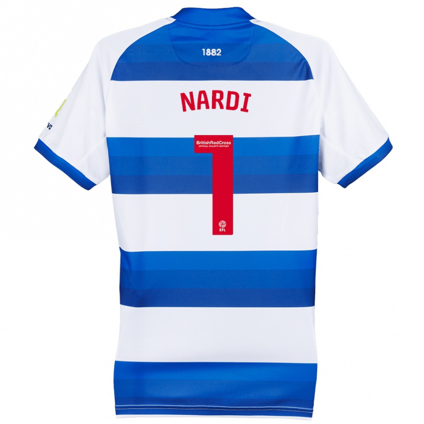 Kids Football Paul Nardi #1 White Blue Home Jersey 2024/25 T-Shirt Nz