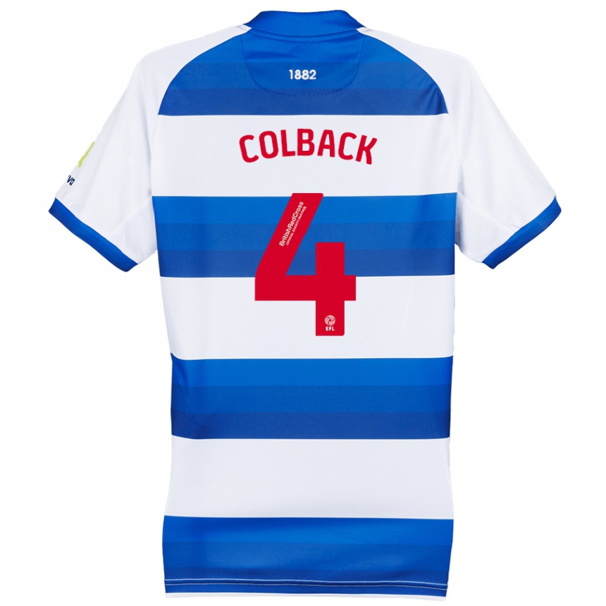 Kids Football Jack Colback #4 White Blue Home Jersey 2024/25 T-Shirt Nz