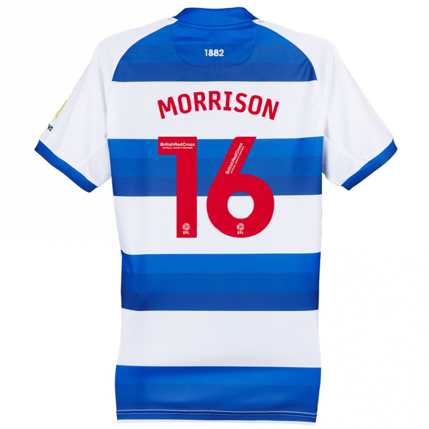 Kids Football Liam Morrison #16 White Blue Home Jersey 2024/25 T-Shirt Nz