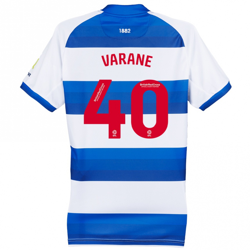 Kids Football Jonathan Varane #40 White Blue Home Jersey 2024/25 T-Shirt Nz