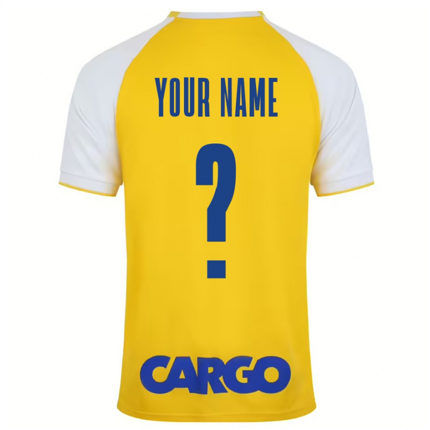 Kids Football Your Name #0 Yellow White Home Jersey 2024/25 T-Shirt Nz