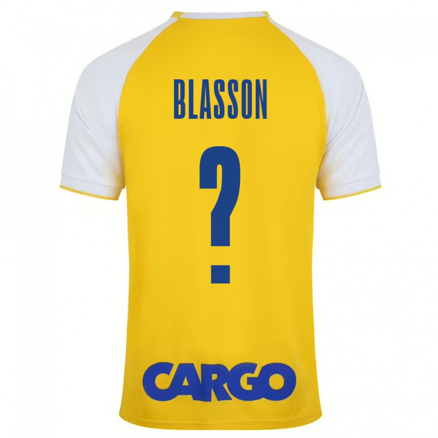 Kids Football Ariel Blasson #0 Yellow White Home Jersey 2024/25 T-Shirt Nz