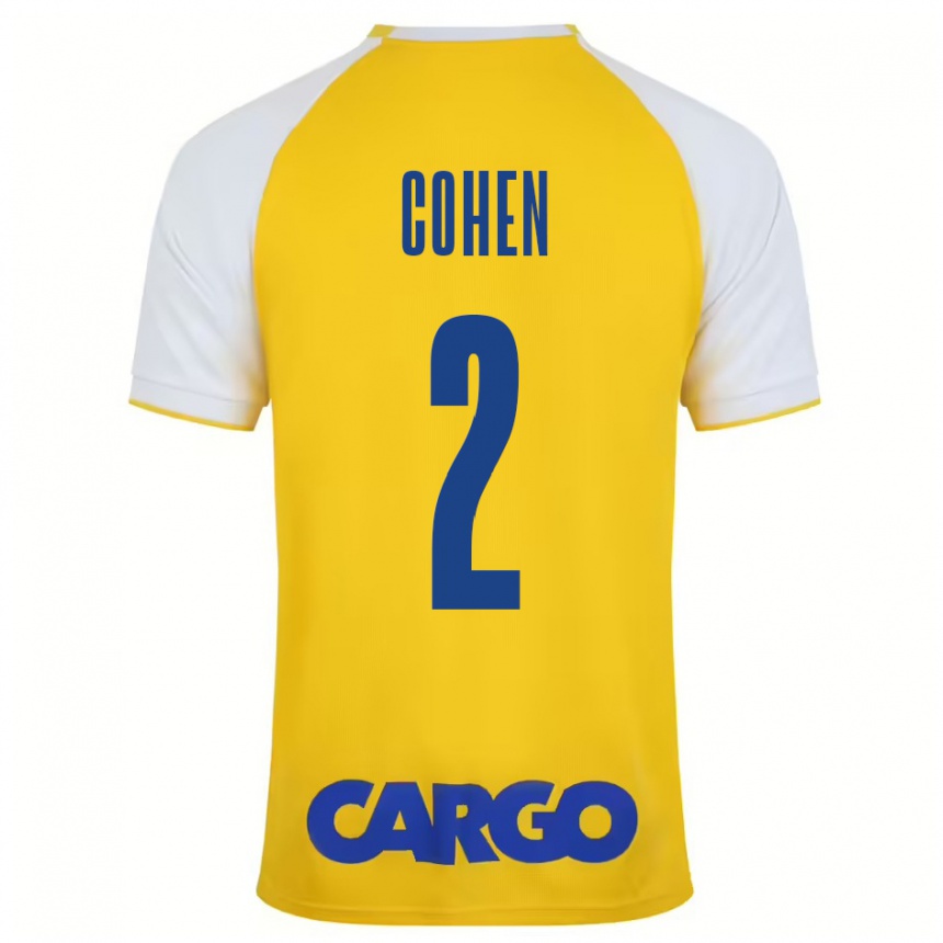 Kids Football Avishay Cohen #2 Yellow White Home Jersey 2024/25 T-Shirt Nz