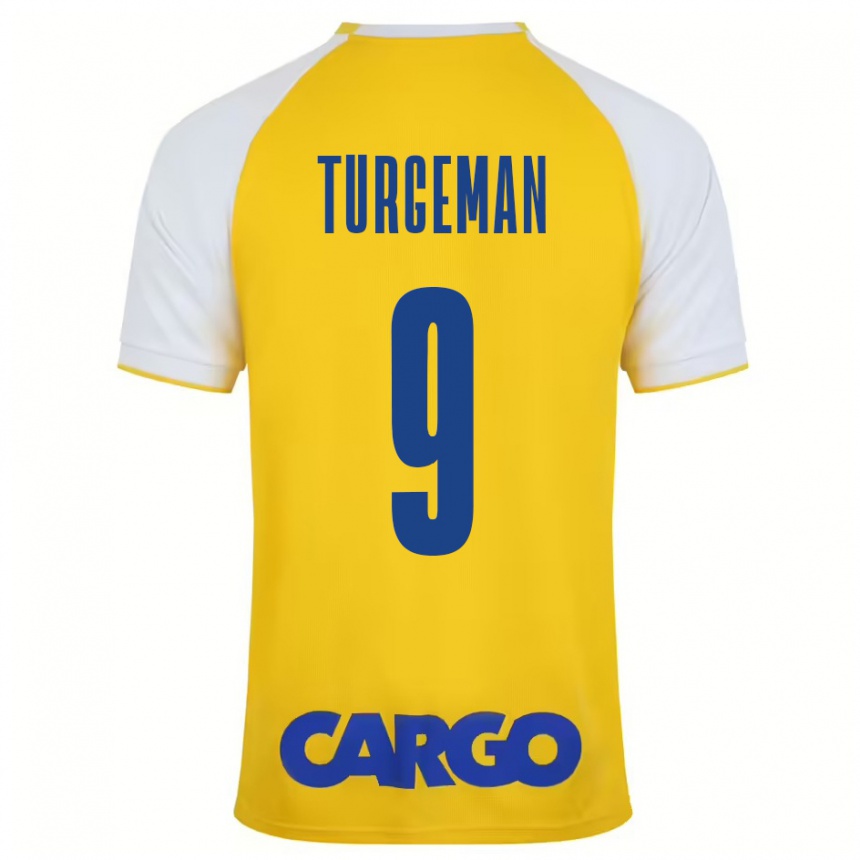 Kids Football Dor Turgeman #9 Yellow White Home Jersey 2024/25 T-Shirt Nz