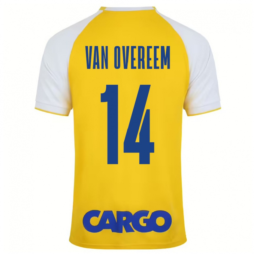 Kids Football Joris Van Overeem #14 Yellow White Home Jersey 2024/25 T-Shirt Nz